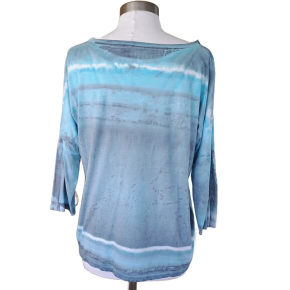 Marika Charles MA+CH Hand Dyed Boatneck Jersey Top Small Blue Seas Wearable Art - Picture 3 of 10